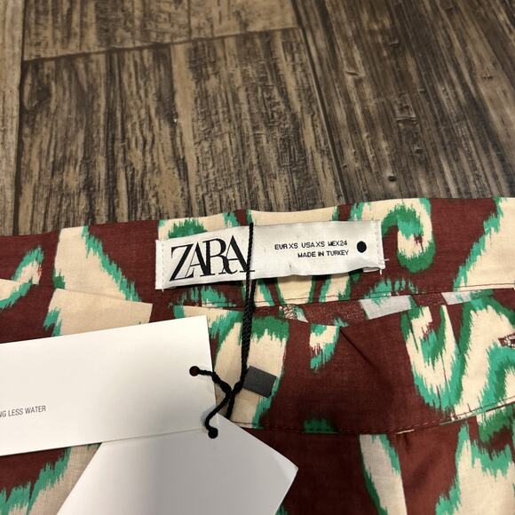 Zara Ikat Print Pants Women’s XS Straight Wide Leg Lightweight Resort - Picture 5 of 6